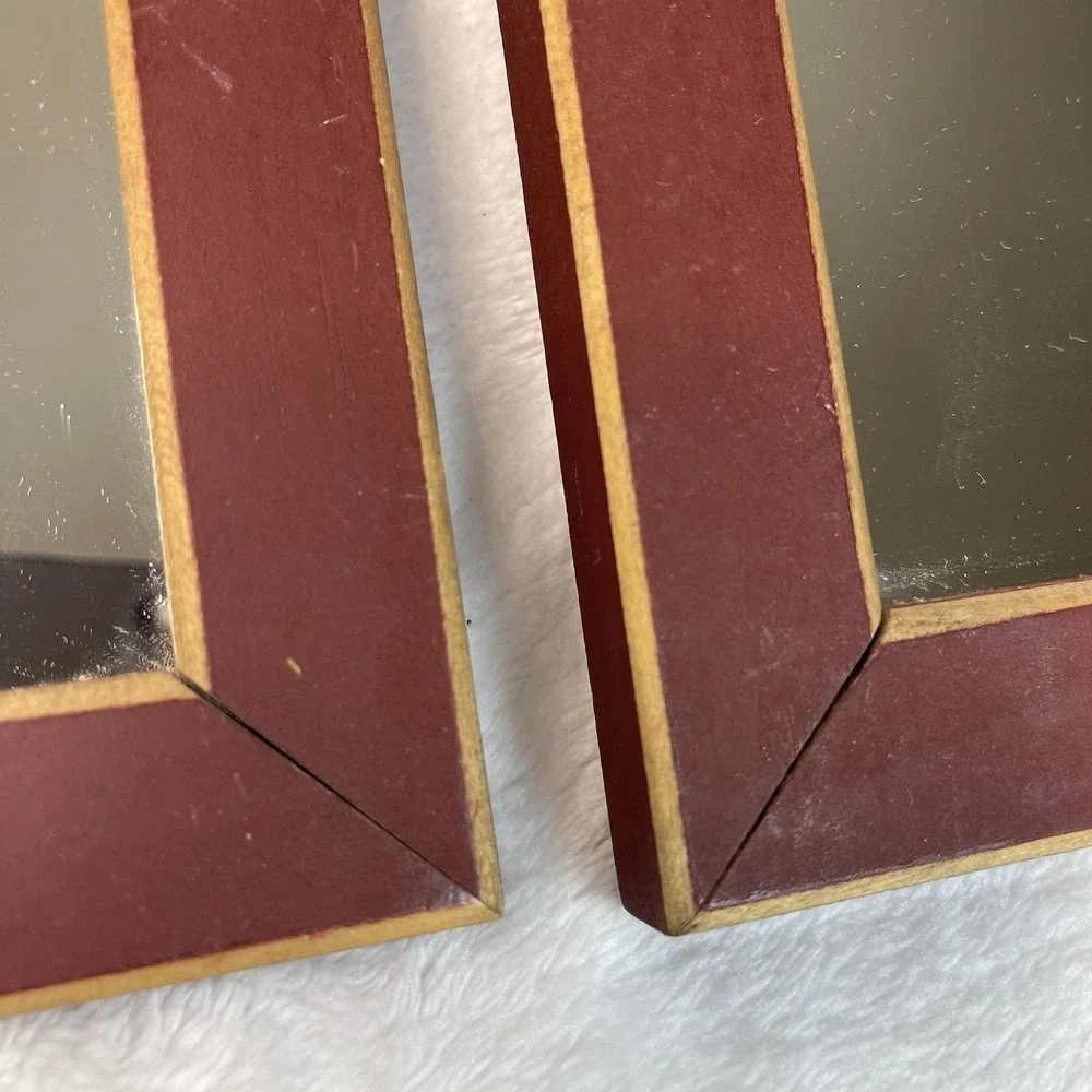Set of 2 Home Interiors Wood Frame Mirrors 6x6 Rustic Farmhouse Decor
